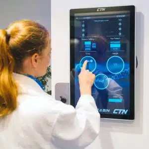 E Cabin Electric Open Top Cryo Machine White Color Screen Close Up